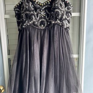 ✨ Blondie Nites by Stacy Sklar Black Beaded Formal Dress – Size 13 🖤